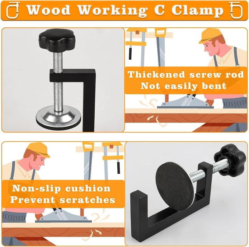 Vinommart 3 Inch C Clamp for Woodworking, Heavy Duty Steel C Clamps, Small C Clamps for Desktop Workpiece Fixing (4 Pcs) - Image 4